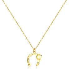 Brezza Lusso Jewelry Lucky Charm Nal Yonca Minimal Kadın Gümüş Kolye