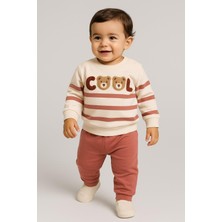 Dinamik çocuk Erkek Bebek Cool Ayıcık Süzene Nakışlı Mevsimlik 2iplik Alt Üst 2li Takım 3-6-9-12AYLIK