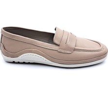 Bulldozer B260700 Iç Dış Hakiki Yumuşak Deri Kadın Açık Vizon Renk Makosen Ayakkabı