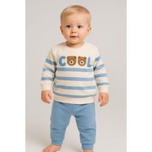 Dinamik çocuk Erkek Bebek Cool Ayıcık Süzene Nakışlı Mevsimlik 2iplik Alt Üst 2li Takım 3-6-9-12AYLIK