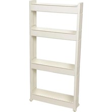 altabi Slim Organizer 4 Katlı Plastik Banyo / Mutfak Düzenleyici Raf – Beyaz (49,5 × 14 × 101 Cm)