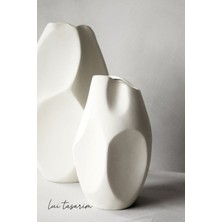 Lui Tasarım Vazo Seramik Krem Rengi Modern Xl Boy 23CM Avrupa Japandi Iskandinav Tarzı