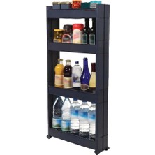 altabi Slim Organizer 4 Katlı Plastik Banyo / Mutfak Düzenleyici Raf – Antrasit (49,5 × 14 × 101 Cm)