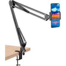 CAILON Teleskopik Telefon Tripodu 360 Derece Ayarlanabilir Masaüstü Süspansiyonlu Üst Çekim Yayıncı Standı