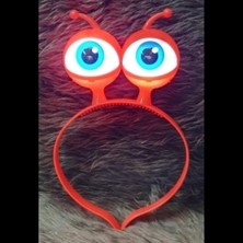 Marsilyan- LED Işıklı &amp; Pilli Uzaylı Göz Parti Tacı Kırmızı Renk