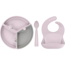 OiOi 3 Parça Puzzle Beslenme Seti Misty Lilac(Basics Önlükle)