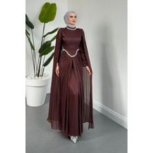 Merven Akyüz Maelis Beli ve Boynu Taşlı Abiye Gül Kurusu