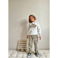 Sacro Kids Nakış Işlemeli Baskılı Şardonlu 3 Iplik Sweatshirt-Eşofman Altı Kışlık Erkek Çocuk Takım