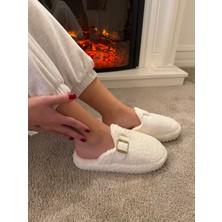 Power Kadın Sessiz Taban Yumuşak ve Hafif Kemerli Peluş Ev Terliği