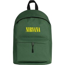 Zepplin Giyim Nirvana Yazı Sarı Sırt Çantası Yeşil Renk