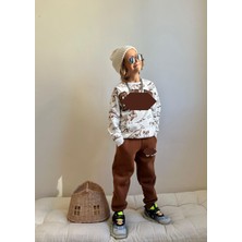 Sacro Kids Hayvan Figürlü Dijital Baskılı Şardonlu 3 Iplik Sweatshirt-Eşofman Altı Kışlık Erkek Çocuk Takım