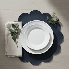 Grand Fine Art 2 Adet Deri Lacivert Amerikan Servis 33X33 Cm-Kolay Silinebilir Supla-Çiçek Amerikan Servis