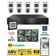 Sonreir O-KM VISION 10 Kameralı WİFİ Güvenlik Kamerası Seti 19'' Monitör NVR Kayıt Cihazı (256GB SSD Dahil)