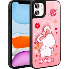 Zore Apple iPhone 11 Kılıf Parlayan Kabartmalı Ikonik Figürlü Tcmk Amas Silikon Kapak-Pembe