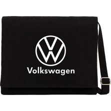Zepplin Giyim Volkswagen New Logo Text Siyah Kanvas Postacı Çantası