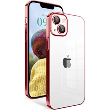 Zore Apple iPhone 14 Kılıf Kamera Korumalı Renkli Çerçeveli Tcmk Garaj Kapak-Kırmızı