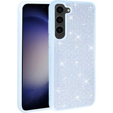 Zore Galaxy S23 Kılıf Parlak Taşlı Tasarım Tcmk Ston Kapak-Mavi Açık