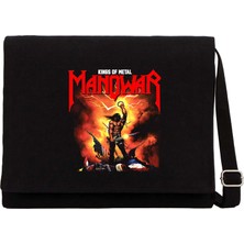 Zepplin Giyim Manowar Kings Of Metal Siyah Kanvas Postacı Çantası