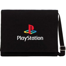 Zepplin Giyim Playstation Logo White Siyah Kanvas Postacı Çantası