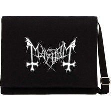 Zepplin Giyim Mayhem Logo Siyah Kanvas Postacı Çantası