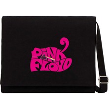 Zepplin Giyim Pink Floyd Black Text Siyah Kanvas Postacı Çantası