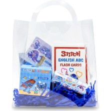 Stitch Hediyelik Set – Rulo Etiket + 4’lü Rozet + Sticky Notes + Holografik Sticker + Flash Kart