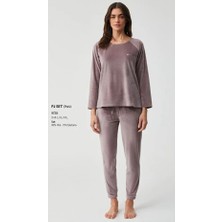 Penye Mood Uzun Kol Yumuşak Dokulu Kadın Kadife Pijama Takım 9730