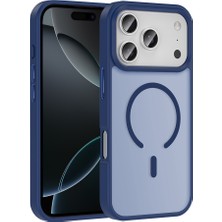 Zore iPhone 17 Pro Kılıf M-Safe Şarj Özellikli Mat Arka Yüzey Tcmk Sio Kapak - Lacivert