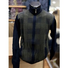 TCR Erkek Triko Fermuarlı Cepli Desenli Hırka