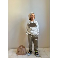 Sacro Kids Hayvan Figürlü Dijital Baskılı Şardonlu 3 Iplik Sweatshirt-Eşofman Altı Kışlık Erkek Çocuk Takım