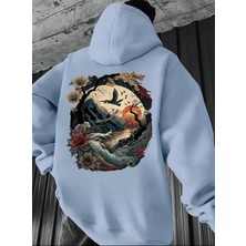 Amor Man Büyük Beden Özel Tasarım Kapüşonlu Japonya Da Gün Batımı Sırt Baskılı %100 Pamuk Erkek Sweatshırt