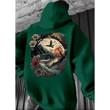 Amor Man Büyük Beden Özel Tasarım Kapüşonlu Japonya Da Gün Batımı Sırt Baskılı %100 Pamuk Erkek Sweatshırt