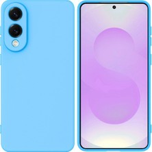 HANPORIUM Samsung Galaxy S25 Edge Uyumlu Silikon Kılıf - Pastel Renk Tonu Kamera Korumalı Esnek Kapak - Mavi