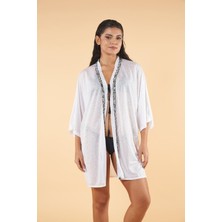 Gd Goldoremi 3019 Kadın Yarım Kollu Önden Bağlamalı Pullu Detay Yaka Gömlek Elbise Pareo