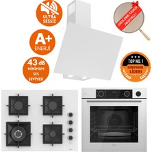 Ferre Fryart & Silentart Pace /sessiz Beyaz Ankastre Set ( D078-SA + XE64CB + SC406-WFA Wok )