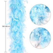 NessiWorld Açık Mavi Renk Kabarık Kalın Otriş Boa Tüy 6 cm Genişlik 180-200 cm Uzunluk