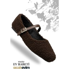 Sermoda Kadın Kürklü Babet - Kuzu Babet Içi ve Dışı Kürklü Kadın Babet Kahve