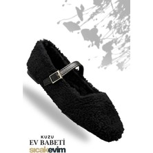 Sermoda Kadın Kürklü Babet - Kuzu Babet Içi ve Dışı Kürklü Kadın Babet Siyah