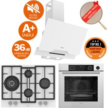 Ferre Fryart &steamart- Silentart Tıvo /sessiz Beyaz Ankastre Set (D064-SA + XE64CB +ED076-WFA Wok)