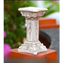 Yaratıcı Sanatlar Atölyesi Büyük Boy Ince Işlemeli Taş Roma Sütunu Işlemeli Taş Sütun 40 cm