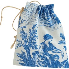 Buem Shop French Village Mini Kese 13X18 cm | Toile De Jouy Keten Jüt Ipli Büzgülü Kese