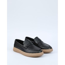 Bay Emir Black Flother Hakiki Deri Rahat Kalıp Kauçuk Taban Erkek Günlük Ayakkabı