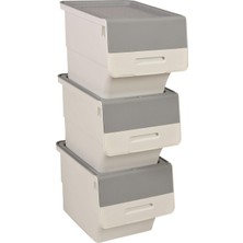 altabi Freebox 12 Litre Beyaz Organizer – Gri Tekerlekli 3’lü Set Organizer