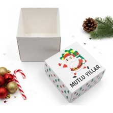 Repro Design Yılbaşı Temalı Özel Baskılı Hediye Kutusu 10X10X10 cm – Mutlu Yıllar Noel Baba Desenli 1 Adet