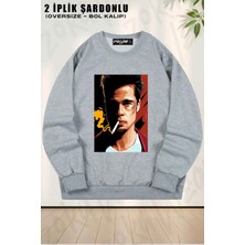 Unisex Tyler Durden Brad Pitt Fight Club Baskılı Oversize Bisiklet Yaka Sweatshirt
