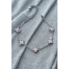 ForWhat Hediye Takı için Kadın Bileklik Silver Çelik Mineli Yonca