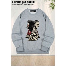 Unisex Fight Club (Tyler Durden) V2 Baskılı Oversize Bisiklet Yaka Sweatshirt