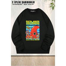 Unisex Red Hot Chili Peppers V2 Baskılı Oversize Bisiklet Yaka Sweatshirt