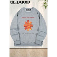 Unisex Red Hot Chili Peppers Baskılı Oversize Bisiklet Yaka Sweatshirt