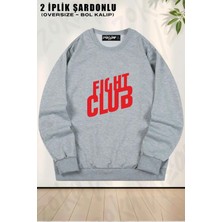 Unisex Logo Film Dövüş Kulübü Fight Club Baskılı Oversize Bisiklet Yaka Sweatshirt